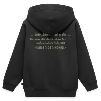 witzige Sprüche Bauer vs. König - Kinder Premium Organic Zip Hoodie - Schwarz - Hinten - AI Model Kid Male (0cm)