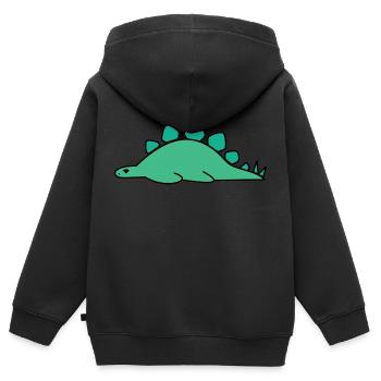 Dino qui dort - Sweat Premium à capuche zippé enfant bio - noir - Dos - AI Model Kid Male (0cm)