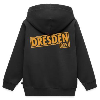 Dresden - 0351 - Vorwahl - Sachsen - Kinder Premium Organic Zip Hoodie - Schwarz - Hinten - AI Model Kid Male (0cm)