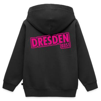 Dresden - 0351 - Vorwahl - Sachsen - Kinder Premium Organic Zip Hoodie - Schwarz - Hinten - AI Model Kid Male (0cm)