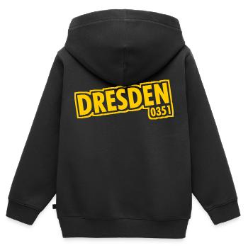 Dresden - 0351 - Vorwahl - Sachsen - Kinder Premium Organic Zip Hoodie - Schwarz - Hinten - AI Model Kid Male (0cm)