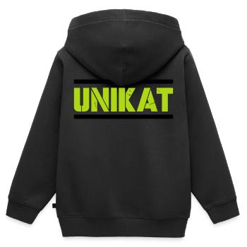 Unique - Sweat Premium à capuche zippé enfant bio - noir - Dos - AI Model Kid Male (0cm)