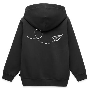 Avion en papier - Sweat Premium à capuche zippé enfant bio - noir - Dos - AI Model Kid Male (0cm)