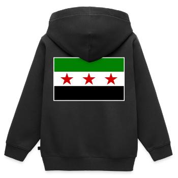 syrien - Kinder Premium Organic Zip Hoodie - Schwarz - Hinten - AI Model Kid Male (0cm)