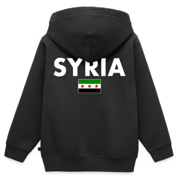 syrien - Kinder Premium Organic Zip Hoodie - Schwarz - Hinten - AI Model Kid Male (0cm)