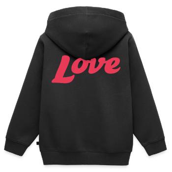 Liebe - Kinder Premium Organic Zip Hoodie - Schwarz - Hinten - AI Model Kid Male (0cm)