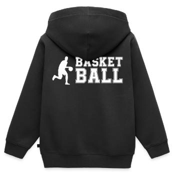 basket-ball - Sweat Premium à capuche zippé enfant bio - noir - Dos - AI Model Kid Male (0cm)
