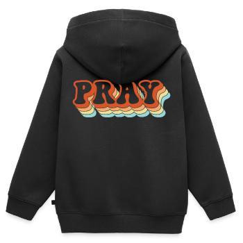 Prier - Sweat Premium à capuche zippé enfant bio - noir - Dos - AI Model Kid Male (0cm)