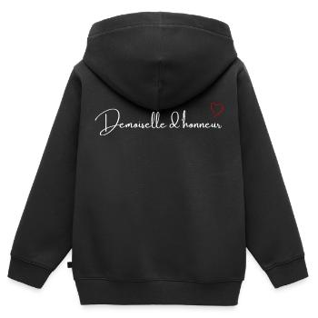 Rotes Herz Brautjungfer - Kinder Premium Organic Zip Hoodie - Schwarz - Hinten - AI Model Kid Male (0cm)