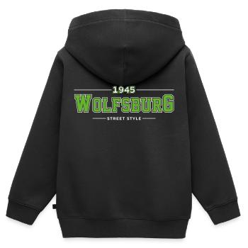 Wolfsburg - Sweat Premium à capuche zippé enfant bio - noir - Dos - AI Model Kid Male (0cm)