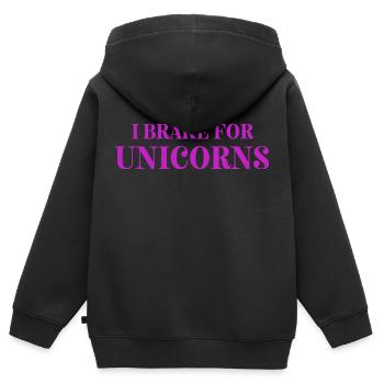 I Frein pour licornes - Sweat Premium à capuche zippé enfant bio - noir - Dos - AI Model Kid Male (0cm)