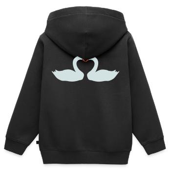 cygne - Sweat Premium à capuche zippé enfant bio - noir - Dos - AI Model Kid Male (0cm)