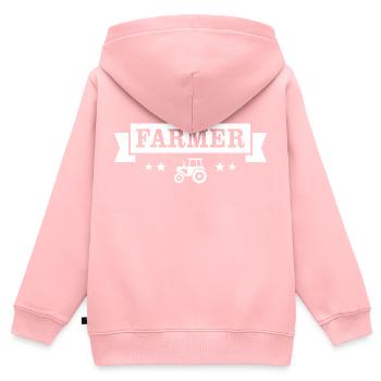 Farmer Badge - Sweat Premium à capuche zippé enfant bio - rose - Dos - AI Model Kid Female (0cm)