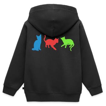 chats - Sweat Premium à capuche zippé enfant bio - noir - Dos - AI Model Kid Male (0cm)