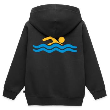 sea swimming pool holiday waves water cool sports lo - Kids Premium Organic Zip-up Hoodie - black - Back - AI Model Kid Male (0cm)