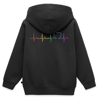 LGBT Herzschlag - Gay Pride - Homosexuell - LGBTQ - Kinder Premium Organic Zip Hoodie - Schwarz - Hinten - AI Model Kid Male (0cm)