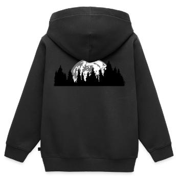 lune nuit pleine lune réglage arbre forêt conifère - Sweat Premium à capuche zippé enfant bio - noir - Dos - AI Model Kid Male (0cm)