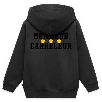 carreleur / carrelage / construction / maçon - Sweat Premium à capuche zippé enfant bio - noir - Dos - AI Model Kid Male (0cm)