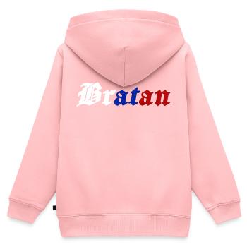 bratan jeunesse mot drôle design vintage - Sweat Premium à capuche zippé enfant bio - rose - Dos - AI Model Kid Female (0cm)