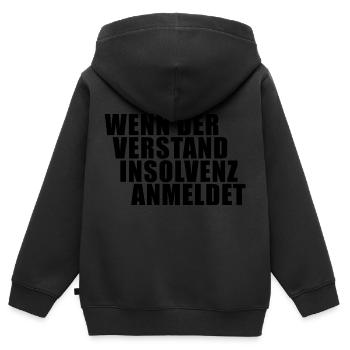 WENN DER VERSTAND INSOLVENZ ANMELDET SPRUCH CORONA - Kinder Premium Organic Zip Hoodie - Schwarz - Hinten - AI Model Kid Male (0cm)