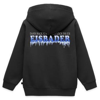 eisbaden eisangeln motivation winterbaden eis rosa - Kinder Premium Organic Zip Hoodie - Schwarz - Hinten - AI Model Kid Male (0cm)