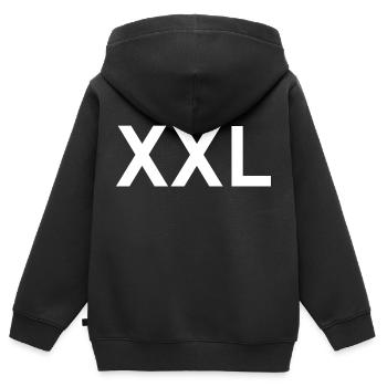 texte xxl - Sweat Premium à capuche zippé enfant bio - noir - Dos - AI Model Kid Male (0cm)