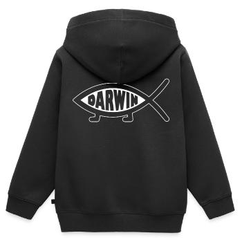 Darwin Fish - Evolution drôle - Sweat Premium à capuche zippé enfant bio - noir - Dos - AI Model Kid Male (0cm)