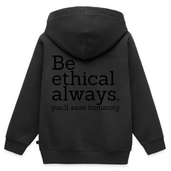 Ethische Menschlichkeit - Kinder Premium Organic Zip Hoodie - Schwarz - Hinten - AI Model Kid Male (0cm)