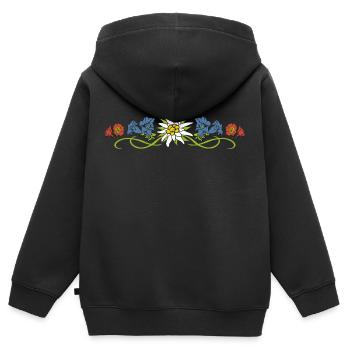 Fleurs alpines - Sweat Premium à capuche zippé enfant bio - noir - Dos - AI Model Kid Male (0cm)