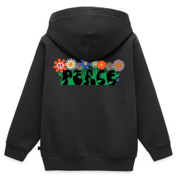 PEACE - Kids Premium Organic Zip-up Hoodie - black - Back - AI Model Kid Male (0cm)
