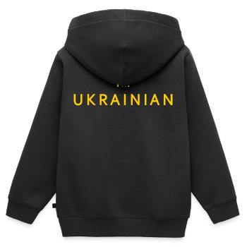Ukraine - Kinder Premium Organic Zip Hoodie - Schwarz - Hinten - AI Model Kid Male (0cm)