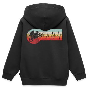 Motorrad Herzschlag Motorradfahrer Rennmaschine - Kinder Premium Organic Zip Hoodie - Schwarz - Hinten - AI Model Kid Male (0cm)