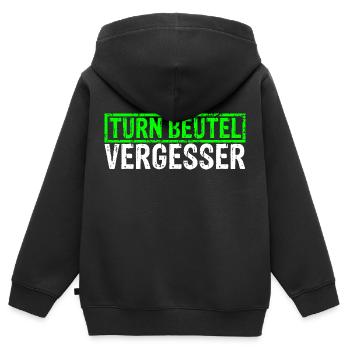 Turnbeutel Vergesser Für Den Turnunterricht Sportu - Kinder Premium Organic Zip Hoodie - Schwarz - Hinten - AI Model Kid Male (0cm)