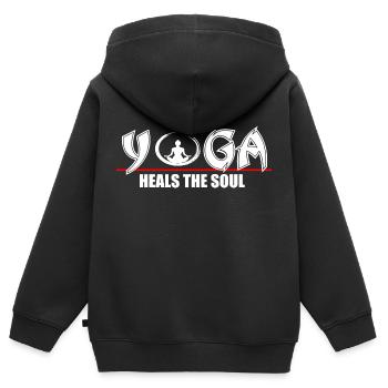 Yoga heilt die Seele - Kinder Premium Organic Zip Hoodie - Schwarz - Hinten - AI Model Kid Male (0cm)