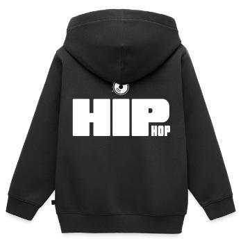 HipHop MC Ghetto Battle Rap Hiphop Label - Sweat Premium à capuche zippé enfant bio - noir - Dos - AI Model Kid Male (0cm)