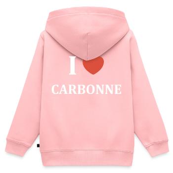 i love Carbonne - Sweat Premium à capuche zippé enfant bio - rose - Dos - AI Model Kid Female (0cm)