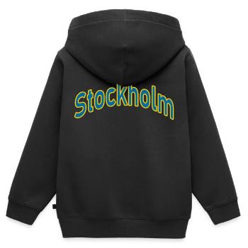 Stockholm - Kinder Premium Organic Zip Hoodie - Schwarz - Hinten - AI Model Kid Male (0cm)