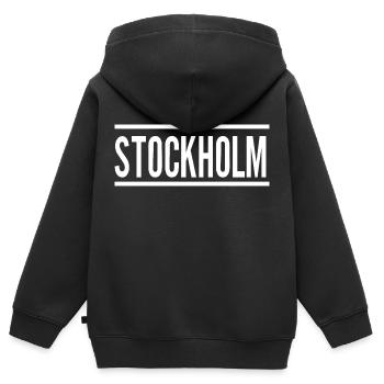 Stockholm - Kinder Premium Organic Zip Hoodie - Schwarz - Hinten - AI Model Kid Male (0cm)