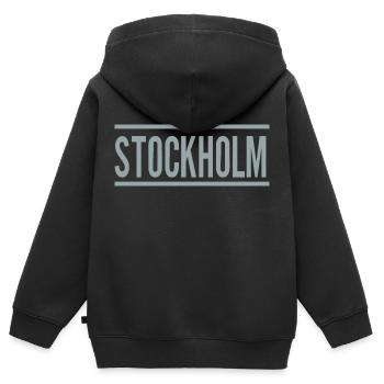 Stockholm - Kinder Premium Organic Zip Hoodie - Schwarz - Hinten - AI Model Kid Male (0cm)