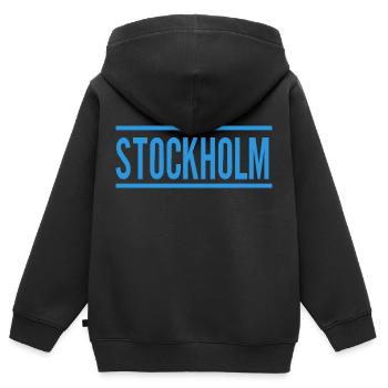 Stockholm - Kinder Premium Organic Zip Hoodie - Schwarz - Hinten - AI Model Kid Male (0cm)