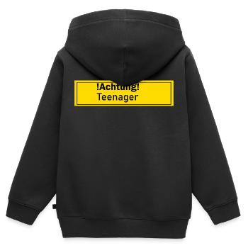 Teenager Teen Teeny Teenie Geschenk Geschenkidee - Kinder Premium Organic Zip Hoodie - Schwarz - Hinten - AI Model Kid Male (0cm)