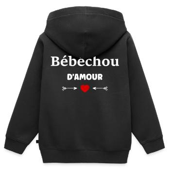 bébéchou d'amour - Sweat Premium à capuche zippé enfant bio - noir - Dos - AI Model Kid Male (0cm)