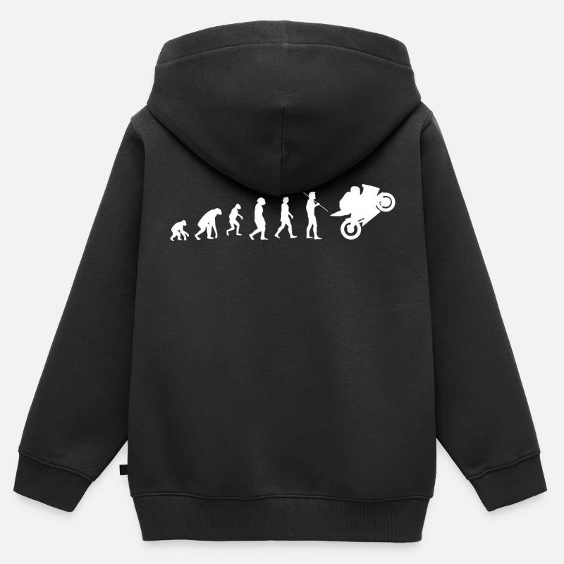 Évolution de la moto - Sweat Premium à capuche zippé enfant bio - noir