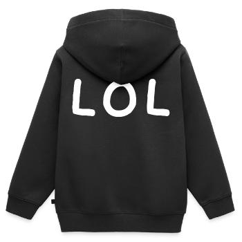 LOL - Kinder Premium Organic Zip Hoodie - Schwarz - Hinten - AI Model Kid Male (0cm)