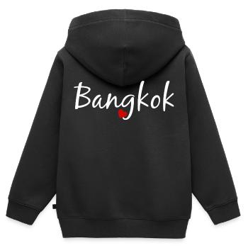Bangkok - Kinder Premium Organic Zip Hoodie - Schwarz - Hinten - AI Model Kid Male (0cm)