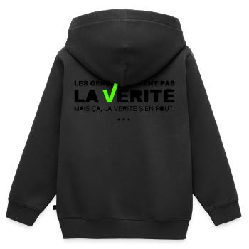Vérité - Sweat Premium à capuche zippé enfant bio - noir - Dos - AI Model Kid Male (0cm)