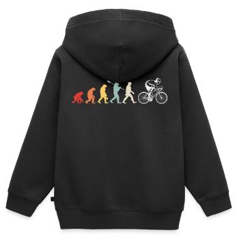 Evolution du cyclisme - Sweat Premium à capuche zippé enfant bio - noir - Dos - AI Model Kid Male (0cm)