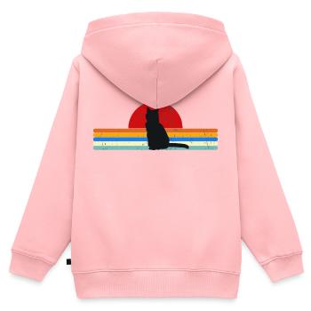 Cat Vintage Retro Sonnenuntergang - Kinder Premium Organic Zip Hoodie - Rosa - Hinten - AI Model Kid Female (0cm)