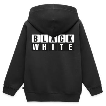 Noir et blanc - Sweat Premium à capuche zippé enfant bio - noir - Dos - AI Model Kid Male (0cm)