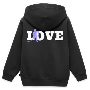 Eishockeyspieler Hockeyfan Eishockey Eishockeyteam - Kinder Premium Organic Zip Hoodie - Schwarz - Hinten - AI Model Kid Male (0cm)